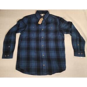 Duluth Men’s Slim Fit Flannel Shirt M Blue Black Plaid New w Tags Cotton 64507